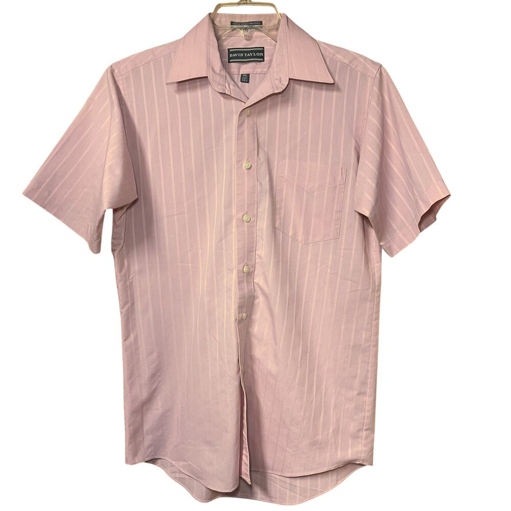 Vintage David Taylor Pink Pinstripe Short Sleeve Button Up Shirt Men’s 14.5